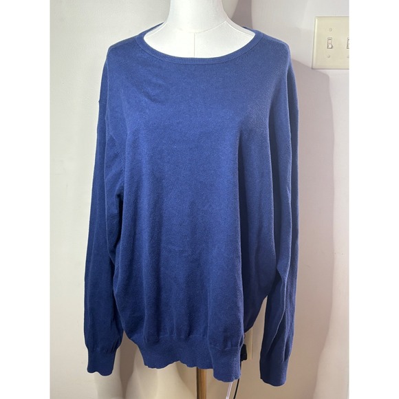 Peter Millar Mens Blue Pima Cotton Silk Cashmere Crewneck Sweater XL Pullover - Picture 2 of 6